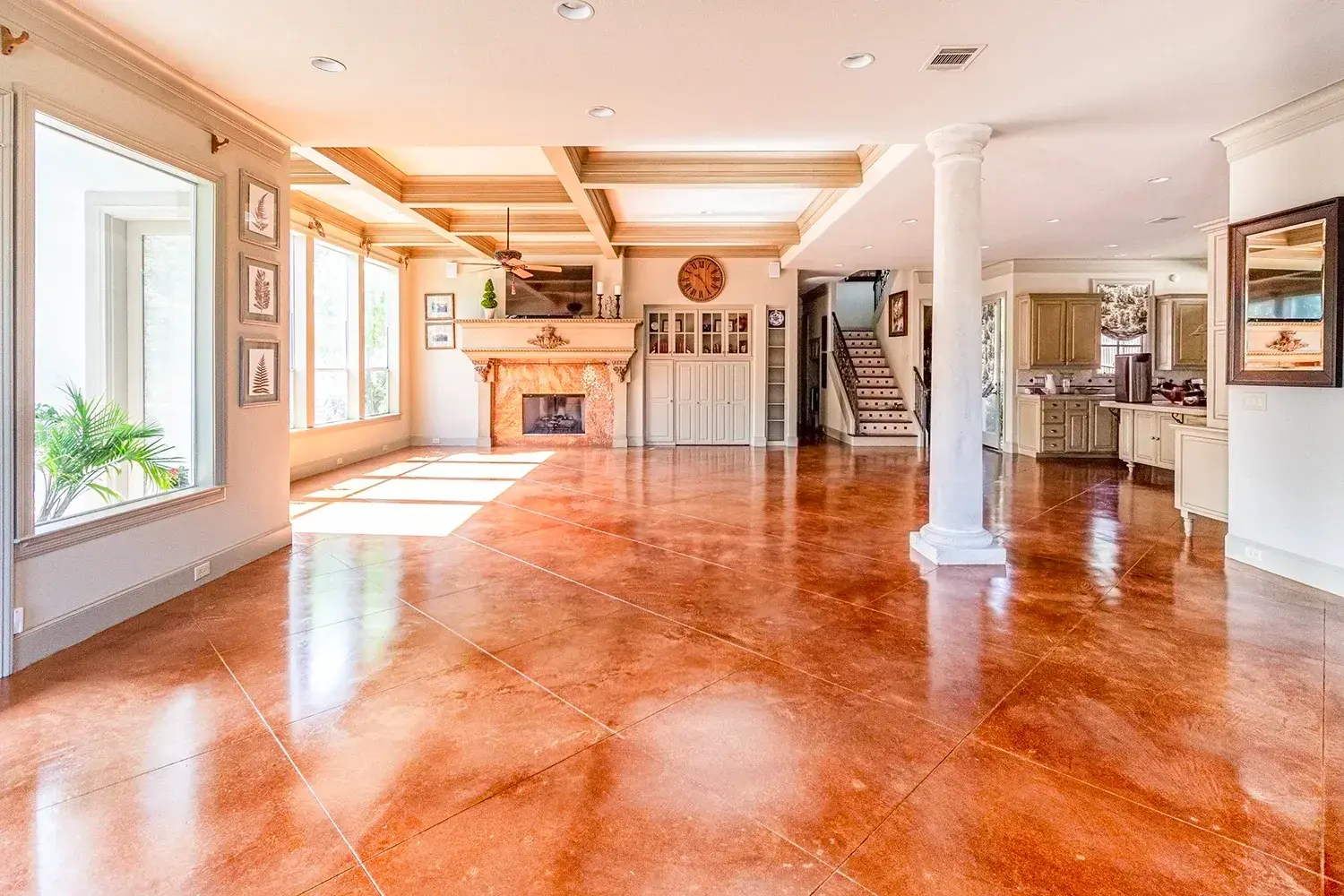 Stained concrete floor interior